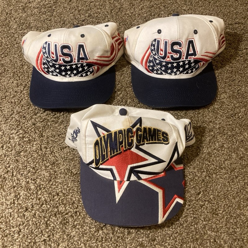 Lot 3 Vintage 90s Olympic Games Snapback Hats Atlanta 1996 Logo 7 Athletic USA