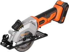 Mini Circular Saw - DC20V 4-1/2" Cordless, 4.0Ah Battery, Laser & Rip Guide, 2 B
