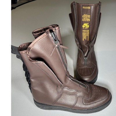 US 9 Nike SF Air Force 1 Hi Winter Boots Baroque Brown Mens AA1128-204 No Laces
