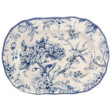 222 Fifth Adelaide Blue and White Oval Servin...