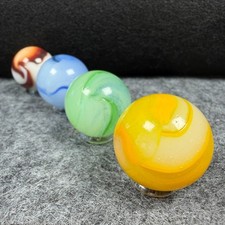 Wow Peltier Rainbo Shooters - Lot of 4 White Translucent Base 4-Ribbon Mint