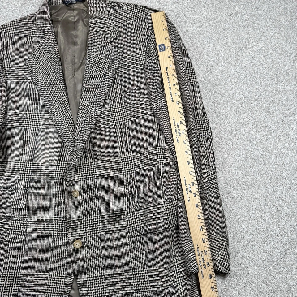 Vintage Polo Ralph Lauren Blazer Jacket Mens Size 44 Gray Houndstooth Plaid - Image 3 of 4