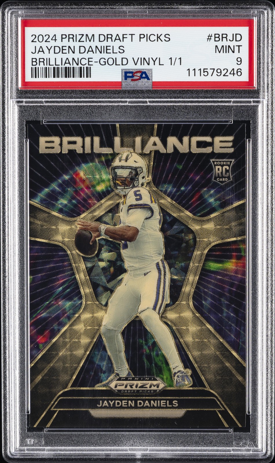 2024 PANINI PRIZM DRAFT PICKS BRILLIANCE GOLD VINYL JAYDEN DANIELS RC 1/1 PSA 9