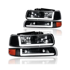 LED DRL Headlight Assembly, Headlights Kit Compatible with 1999-2002 Chevy Si...