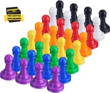 Hestya 32 Pieces Board Game Pawns Multicolor Plastic Game Pieces for Chess Table
