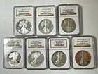 1986 - 1992 .999 Silver American Eagles NGC PF 69 Ultra Cameo (7) Coin Lot!!