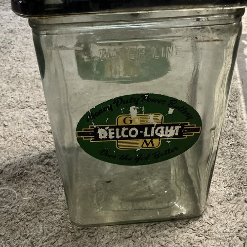 Vintage Delco-Light Exide Glass Farm Battery Cell Antique Power Storage Battery