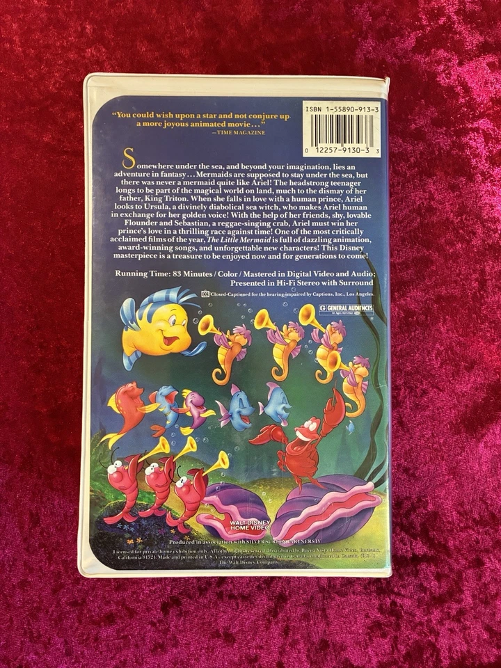Оригинальная видеокассета 1990 The Little Mermaid — противоречивая обложка — коллекционная - Изображение 3 из 4