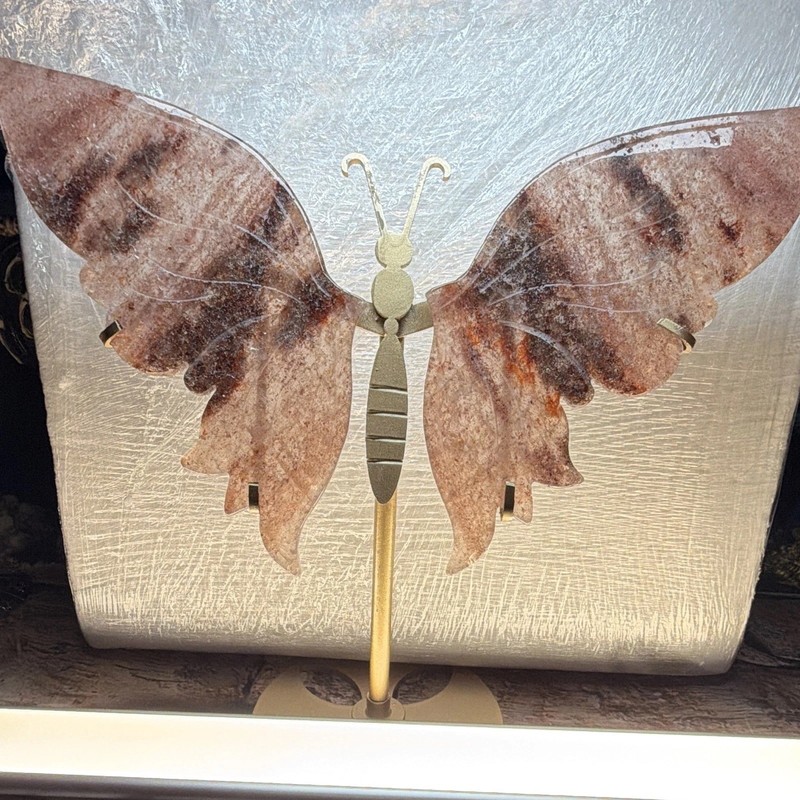 Honeycomb Butterfly Sculpture Figurine on Stand, Freestanding Brown Gold Tones