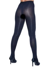 Miss Naughty 100 Denier Blackout Crotchless Tights - One Size to XXXL