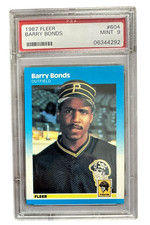 1987 Fleer Glossy Barry Bonds #604 Rookie Card RC PSA 9 Mint Pirates Giants. rookie card picture