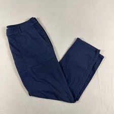 Eileen Fisher Organic Cotton Straight Leg Ankle Utility Pants Size 8 Navy Blue