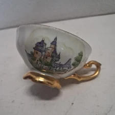 Vintage Bavaria Watcher Porcelain Teacup White Gold Trim Blue RW Rudolph