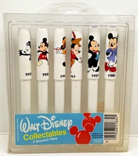 Disney 6 Pens Mickey Mouse Eras Souvenirs Vintage 1987 Retro 80s *Ink Dried Out*
