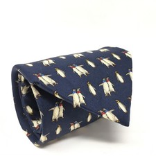 Brooks Brothers Makers Classic Tie Navy Blue Penguins 100 Silk Made USA Necktie
