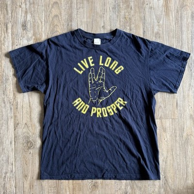Y2K Star Trek ''Live Long And Prosper'' 2013 CBS Studios Blue Tee Shirt Size Large