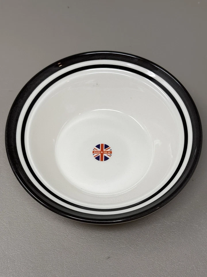 Portmeirion Potter's Stripe Oatmeal Cereal Soup Bowl Black Set of 4 Made In UK - Image 4 of 4