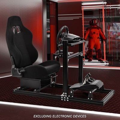 Supllueer Aluminiumlegierung Rennsimulator Cockpit mit schwarz Sitz für Logitech