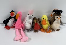 Ty Beanie Babies Bird Lot of 6 - Quackers Kuku Puffer Pinky Early Wise 1990s