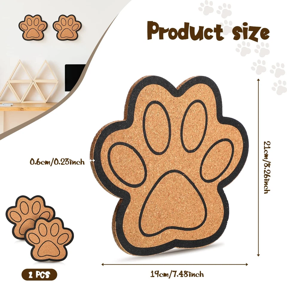 Decorative Cork Bulletin Board for Walls Memo Bulletin Pin Board Dog Paw Shap... - Image 2 of 4