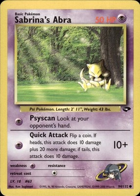 Pokemon Gym Challenge Common Sabrina's Abra 94/132 - Near Mint (NM)