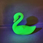 Fenton Swan Figurine Signed Custard Yellow Hand Painted Roses Glows