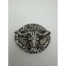 Ege Vintage Silver-Tone Longhorn Bull Belt Buckle