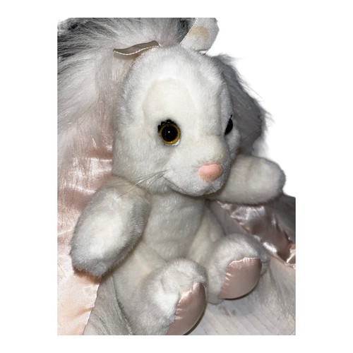 Applause Hare Brush Stuffed Bunny Rabbit Long Satin Pink Ears Plush 8” Sitting - Picture 10 of 13