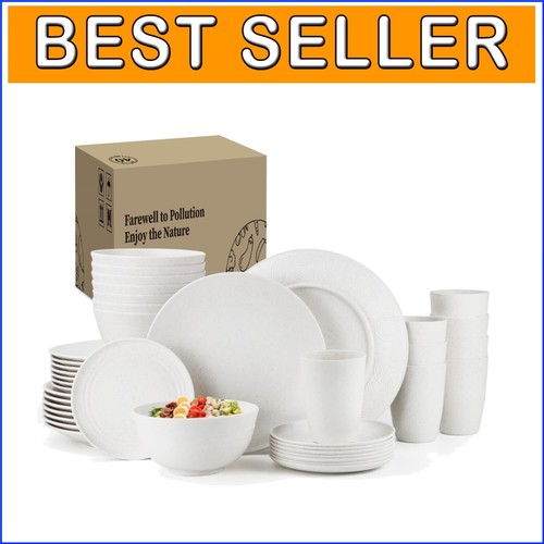 Elegant 40-Piece Eco-Friendly Dinnerware Set - Microwave & Dishwasher Safe - 第 1/9 張圖片