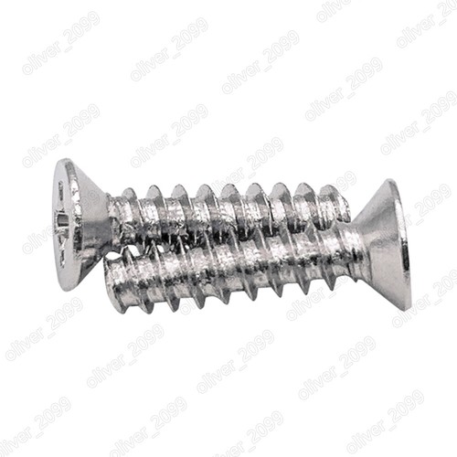 Nickeled Steel Phillips Countersunk Self Tapping Screws Flat Point Tail M2 M3 - Picture 6 of 6