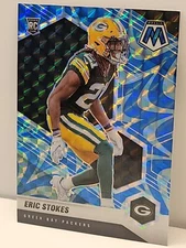 ERIC STOKES 2021 Panini Mosaic BLUE REACTIVE PRIZM RC #347 Green Bay Packers