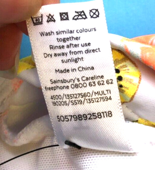 TU Swimsuit UK10 Multicolour Fruit Print Padded Cups Cross Back BNWT image 6