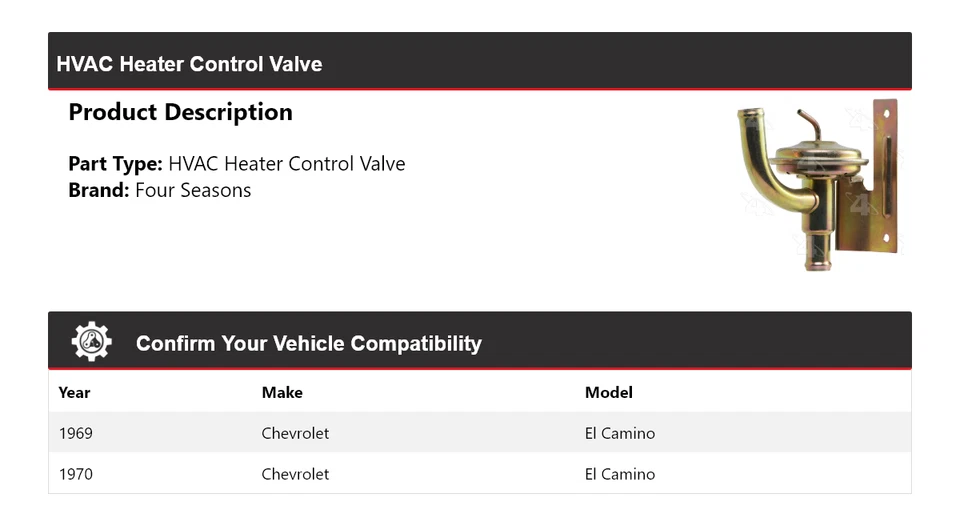 For 1969-1970 Chevrolet El Camino HVAC Heater Control Valve 4 Seasons - Image 2 of 4