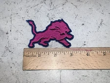 Custom Made Embroidered Detroit Lions Patch Iron on or Sew On 3.5" PINK AND BLUE