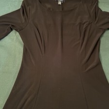 Chaps Women's Short Sleeve Black And White A-Line Stretch Dress Size M