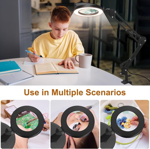 Magnifying Glass with Light and Clamp, 5X & 10X Real Glass Lens LED Magnifier - Picture 8 of 9