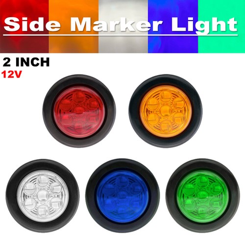 4x 2" Inch Round 7 LED Light Lamp Truck Trailer Clearance Side Marker Lights 12V - Picture 1 of 38