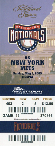 Biglietti stagione inaugurale Washington Nationals 2005 Mets Reds Stros Braves LEGGERE - Foto 7 di 7