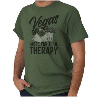 Gambling More Fun Than Therapy Las Vegas NV Adult Short Sleeve Crewneck Tee