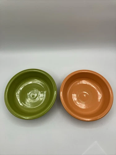 2 Fiesta Ware 7 inch  Soup/cereal Bowls Tangerine Lemongrass H. Laughlin Lot 2