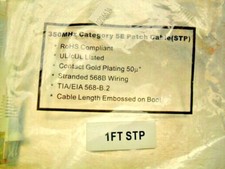 qty 10 - 350Mhz Category 5E Patch Cable STP 1FT Sealed Bags