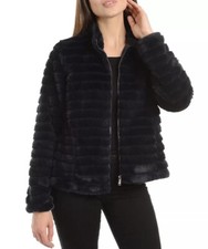 Kendall + Kylie Women's Bomber Black Flux Fur Coat Size Small