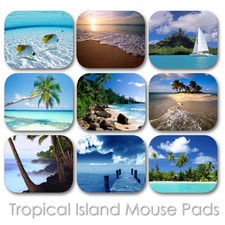 TROPICAL ISLAND OCEAN SAND PALMS SUN VACATION CUSTOM MOUSE PAD MOUSEPAD  TM-02 