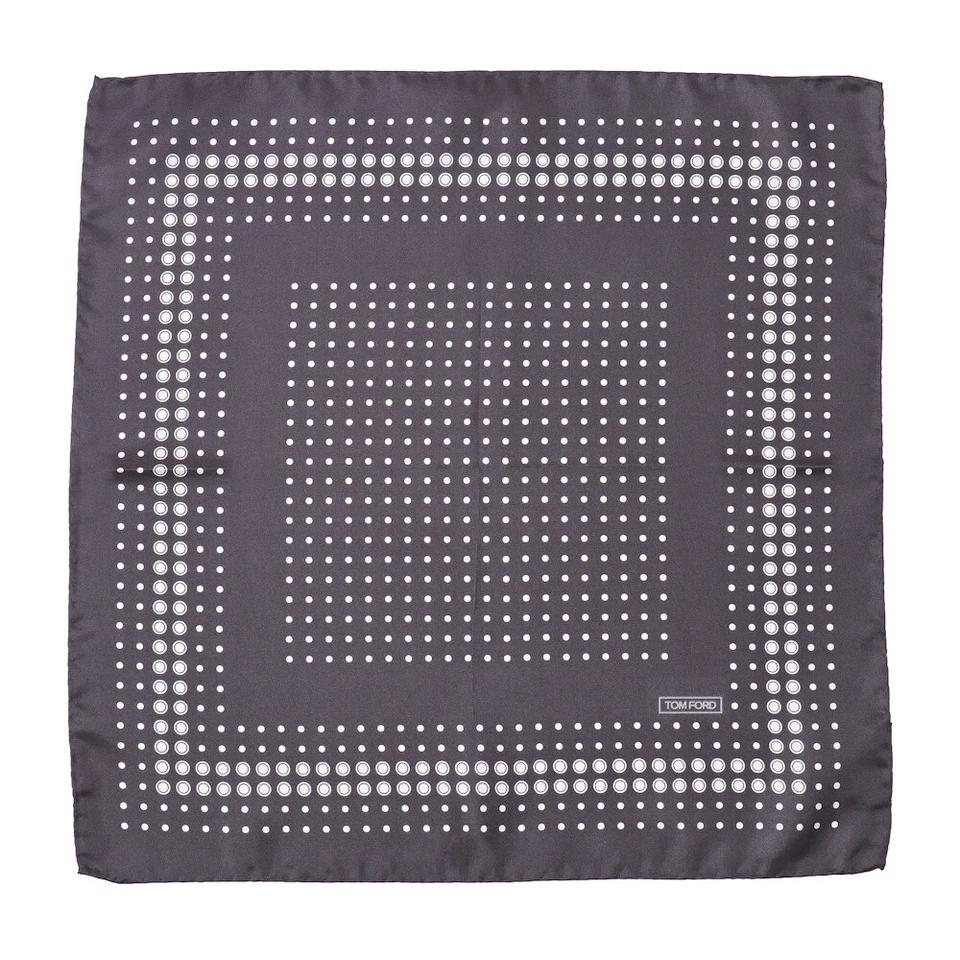 Новый $180 TOM FORD уголь серый и белый точка печати шелковый карман квадратный - Изображение 2 из 4