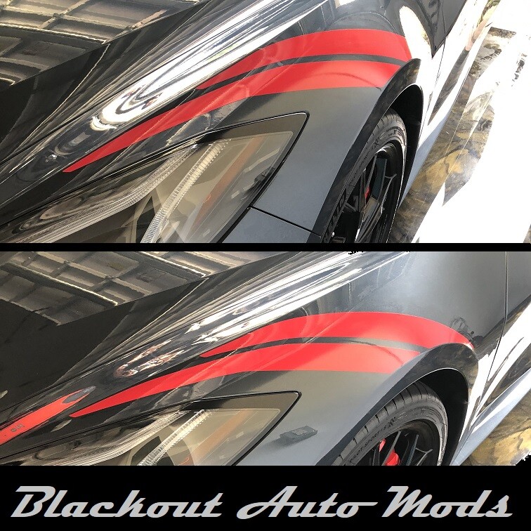 Bright Red Fender Stripes Hash Marks For 2020 2025 C8 Corvette Vinyl bright-red-fender-stripes-hash-marks-for-2020-2025-c8-corvette-vinyl