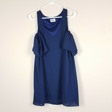 Show Me Your Mumu Navy Birdie Ruffle Cold Shoulder Dress Size Small