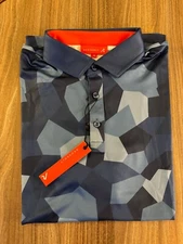 NWT MEN'S REDVANLY BARON GEOMETRIC POLO, SIZE: M, COLOR: NAVY (M8)