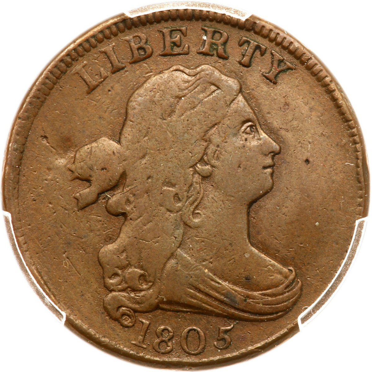 COIN35ページ 1805 C-3 R-4 PCGS VF 20 Sm 5, Stems Draped Bust Half Cent Coin 1