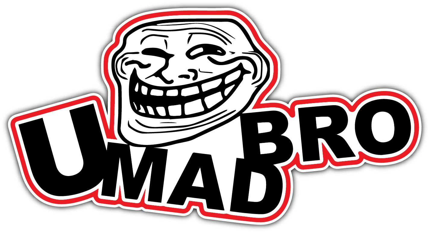 Get Trolled Sticker You Mad Bro Internet Troll Face Trolling Car Bumper Vinyl Sticker Decal ...