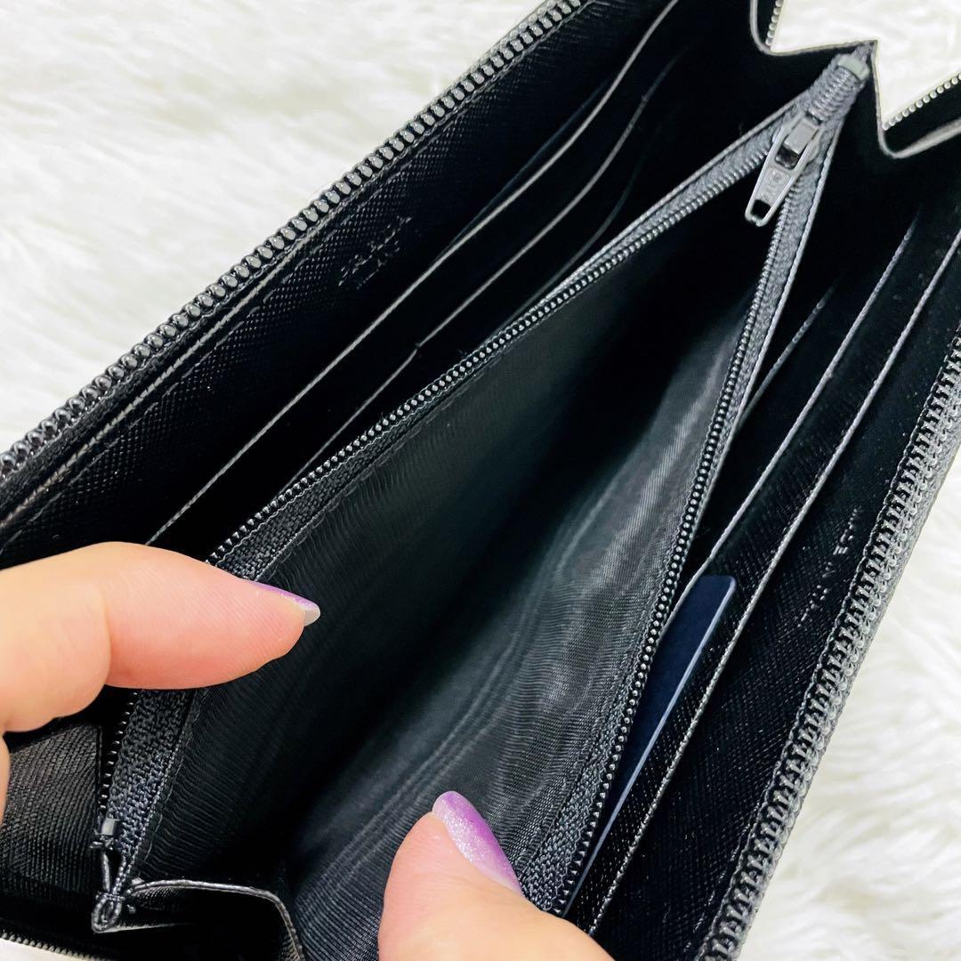 Authentic PRADA Nylon Long Wallet Triangle Logo Black with Box | eBay